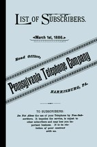 1886 Telephone Directory - Eastern PA, Western NJ, (Reprint 2016) - £11.77 GBP