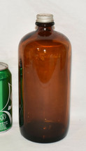 Antique Brown/Amber Glass Medicine Bottle 8.5&quot; Apothecary Prescription Bottle - £19.62 GBP