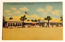 Jaycee Beach Club Palm Trees Flag Clearwater FL Linen Curt Teich Postcar... - $5.99