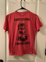 Boys T-Shirt Funny Cat T-Shirt Purrfessional FURRTOGRAPHER  Size Medium - $38.61