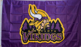 MINNESOTA VIKINGS 3x5&#39; FLAG-BRASS GROMMETS IN/OUTDOOR- 100 D POLY QUALIT... - $10.00