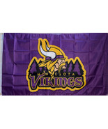 MINNESOTA VIKINGS 3x5&#39; FLAG-BRASS GROMMETS IN/OUTDOOR- 100 D POLY QUALIT... - £7.84 GBP