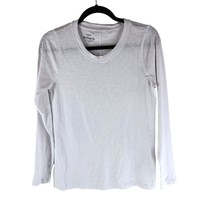 J.Crew Womens Long-Sleeve Crewneck Girlfriend Tee Shirt Top Slub Knit White XS - £14.62 GBP