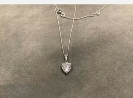 2.0 Carat Diamond Heart Cut Solitaire Pendant With Necklace Platinum Finish - £65.67 GBP