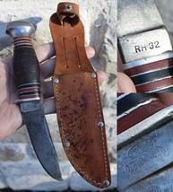 vintage Remington Dupont RH-32 fixed blade knife STACKED LEATHER leather sheath - £65.81 GBP