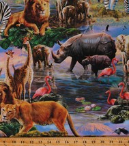 Cotton Animals African Safari Water Multicolor Fabric Print by the Yard D683.80 - £10.34 GBP