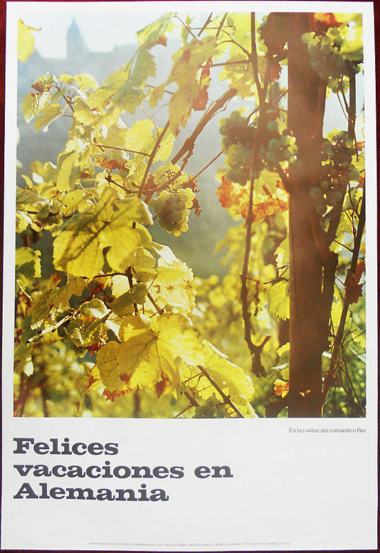 Primary image for Original Poster Germany Alemania Rhine Rin Vine Vinas Grape Vineyard