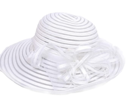 Josette Womens Church Micro Brim Organza Cloche Sun Dressy Hat White - £35.20 GBP