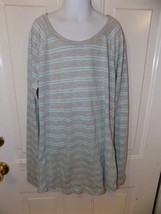 Justice Gray W/BLUE Stripes Ls Shirt Size 18 Girl&#39;s Nwot - £15.17 GBP