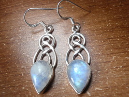 Blue Moonstone Infinity Teardrop 925 Sterling Silver Dangle Earrings u420k - £12.22 GBP