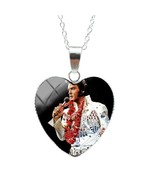 Elvis Presley Heart Glass Pendants Necklace Chain TCB Dome Jumpsuit SS31... - £12.78 GBP