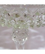 Vintage Indiana Glass Clear Pedestal Dish With Diamond Cut Design Beauti... - $13.08