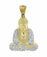 Hip Diamond Hop Buddha Pendant Mens 10K Yellow Gold Over Meditation Char... - $327.93 CAD