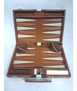 Middleton Games Vintage Brown Tan White Backgammon Complete Set - Vegan ... - $59.77 CAD