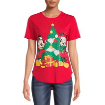 Mickey Mouse Women&#39;s Christmas Graphic Short Sleeves T-Shirt Red Size S - £13.80 GBP