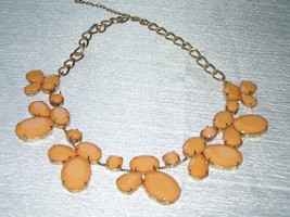 Estate Goldtone Open Link with Faceted Oval &amp; Marquis Tangerine Cabs Fringe Neck - £4.73 GBP