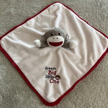 Baby Starters Sock Monkey White Red Dream Big Fleece Lovey Security Blanket - £11.73 GBP