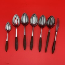 Vintage 7pc Ekco EPIC Eterna Canoe Muffin Stainless Slotted Serving Spoo... - £24.92 GBP