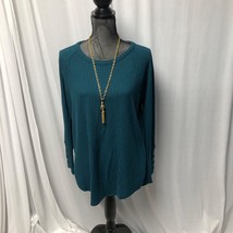 Chaser Top Womens XL Teal Knit Comfy Long Sleeve Shirt - £11.55 GBP