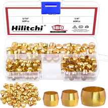 Hilitchi 3Sizes Tube OD 3/16 1/4 5/16 Brass Compression Sleeves Ferrules... - £16.38 GBP