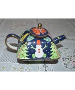 Connoisseur Arts Enameled Bibelot Miniature Metal Teapot, Snowman Christ... - $55.00