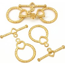 Heart Bali Toggle Clasp Gold Plated New 28mm Approx 4 - $7.78
