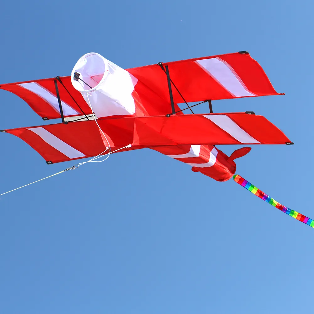 New High Quality 3D Single Line Red Plane  Kite Sports Beach With Handle and - £22.02 GBP+