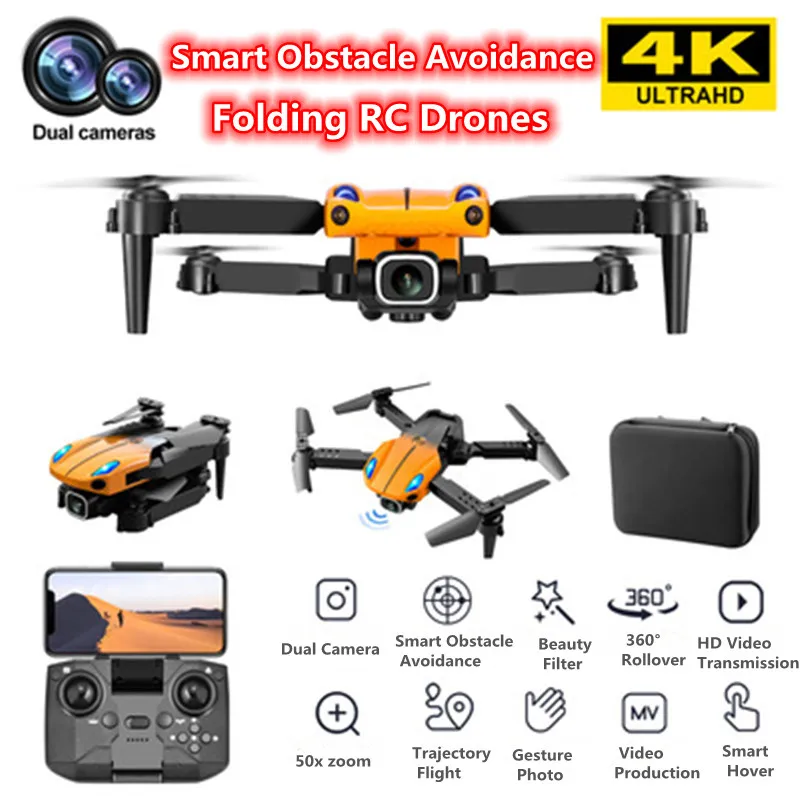 Mini 4K Professional Dual Camera WIFI Fpv RC Drones 3D Stunt Roll Smart Obstac - £40.28 GBP+