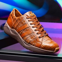 Nino Bay Genuine Caiman crocodile Fashion Sneaker Brown Apache image 10