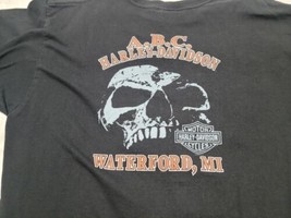 ABC Harley Davidson T-Shirt Mens XL Waterford Michigan Skull 2-Sided Mad... - £16.48 GBP