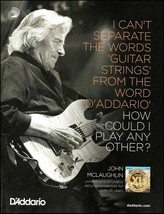 John McLaughlin 2016 D&#39;Addario XL guitar strings ad 8 x 11 advertisement print - $3.60