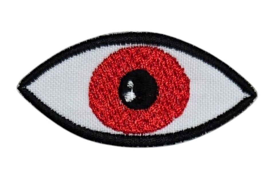 Red Eye Embroidered Applique Iron On Patch 2.1&quot; x 1&quot; Eyeball Optical - $4.14+