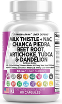 Milk Thistle 3000Mg  Liver Cleanse Detox Supplement TUDCA Choline Ginger 60 Caps - £45.16 GBP
