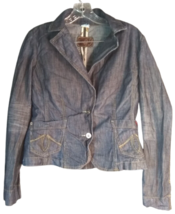 Level 99 Vintage Distressed Fitted Denim Blazer Jacket Womens Size Medium - $28.71