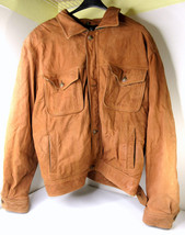 Vintage Levi&#39;s Westernwear Tan Leather Jacket Warm Winter Insulated Soft XL Tall - £63.26 GBP