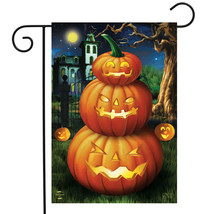 Spooky Jack O&#39;Lanterns Halloween Garden Flag Carved Pumpkins 12.5&quot; X 18&quot; - £15.97 GBP