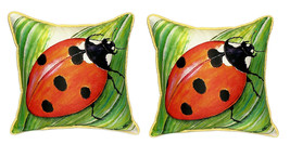 Pair of Betsy Drake Ladybug Large Pillows 18 Inch x 18 Inch - £70.05 GBP