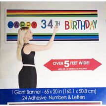 Rainbow Add-Any-Age Personalized Giant Banner Kit Birthday Party Decor 5... - $87.64 MXN
