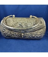 Metal Silvertone Handbag Vtg Filligree Bird and Floral Embossed Purse De... - £36.78 GBP