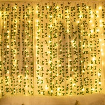 4Ft 12 Pack Artificial Ivy Leaf Plants Vine with 80 LED String Light - £23.18 GBP