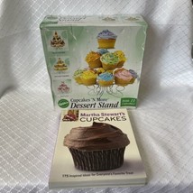 Dessert Stand Cupcakes &#39;N More 3 Tiered Metal Spirals Holds 13 Treats &amp; BOOK - £17.75 GBP