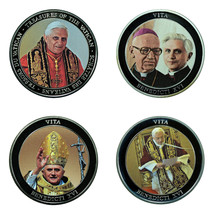Vatican Medals Lot of 4 Pope Benedict XVI 40mm Silver Plated Colored 01586 - $44.99