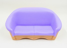 Fisher Price Loving Family Dollhouse Sofa Couch Furniture Tan Purple 1993 - £6.31 GBP