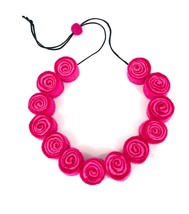 Pink textile art necklace, felted bead statement necklace, lightweight statement - £31.16 GBP