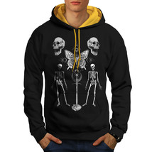 Wellcoda Gothic Skull Mens Contrast Hoodie, Hail Horror Casual Jumper - £31.46 GBP