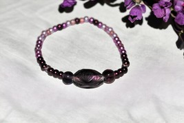 Purple Pearl and Nugget Stretch Bracelet - £7.98 GBP
