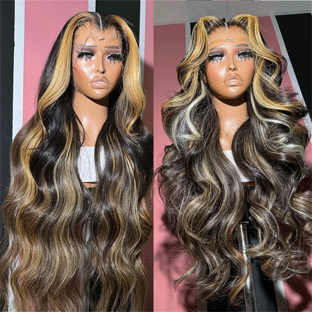 Body Wave Lace Front Wig Highlight Honey Blonde Colored Hd Lace Front W - £87.85 GBP+