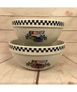 2 Gibson Nascar Mixing Bowl Ceramic 2002 Serving Bowls Racing - $45.75