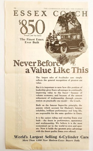 1925 Hudson Essex Coach Car Advertisement 6 Cylinder Value Automobilia HM2E Item image 2