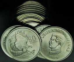 Gem Unc Roll (20) Philippines 1989 50 Sentimos~Monkey-Eating Eagle~Pithecophaga - £67.17 GBP